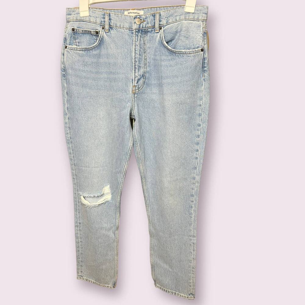 Reformation Jeans Straight Leg Tahoe Destroyed Jeans - Picture 4 of 6